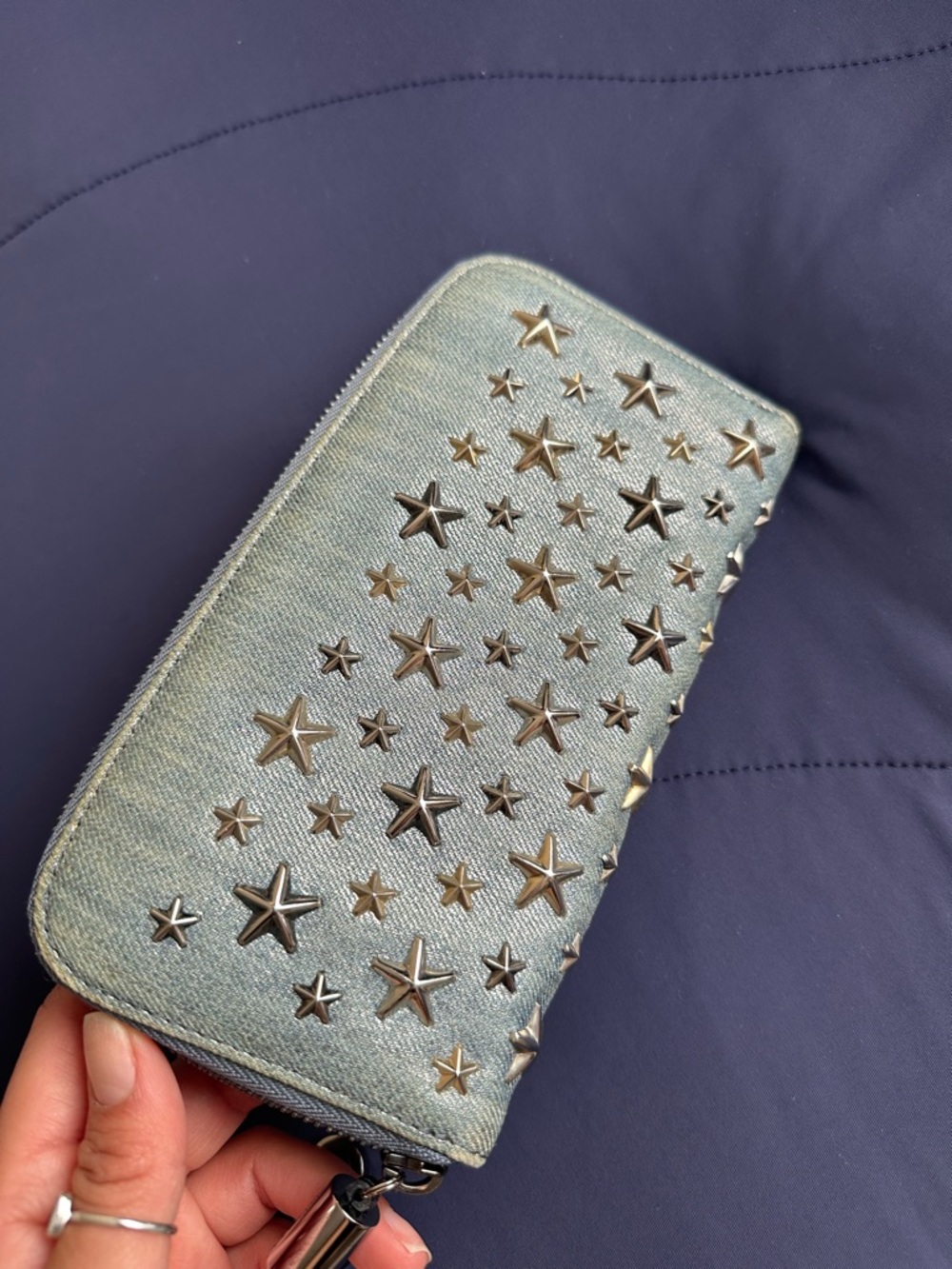 Jimmy Choo "Filipa" (or "Pippa") Star Studded Zip-Around Wallet - Picture 2 of 8